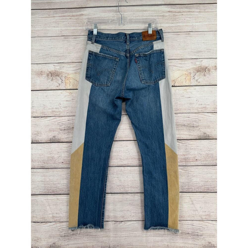 Levi's Premium 501 Moto Crop Straight Jeans Women's 26x28 Blue/Gray/Tan - Picture 2 of 15